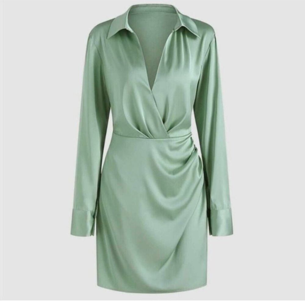cider green mini dress | Dresses | Cider Dirty Martini Long Sleeve Pale fabric-type:70-nylon-25-metallic-yarn-5-spandex